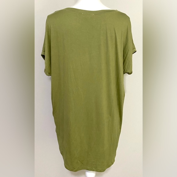 Ginger G Womens M Solid Olive Green Short Sleeve Top Comfy Classic Boho-chic - Picture 3 of 10